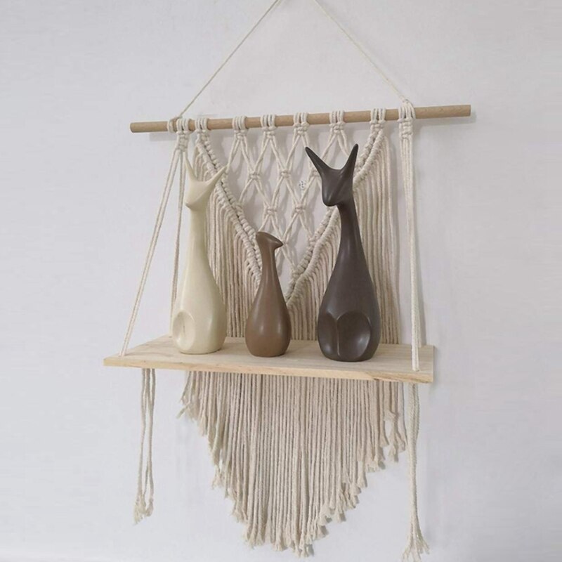 Macrame Wall Hanging Shelf, Boho Style Handmade Macrame Wall Planters Hanging, Plant Stand, Plant Rack, Macrame Plant Stand, Tap