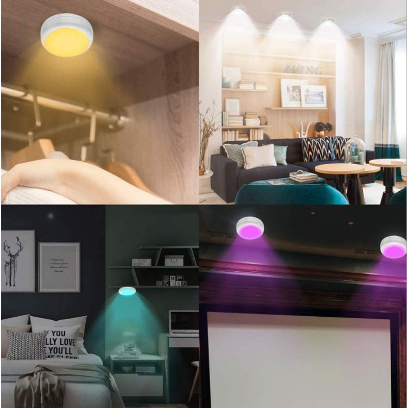 Trådløs skaplampe med fjernkontroll led-dimbar nattlampe rgb-farget led-lys for garderobebelysning i hjemmet