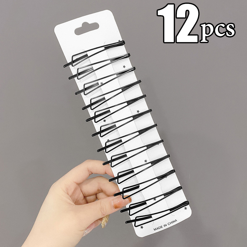 Horquillas onduladas para el cabello, pasadores negros de Metal, pasadores invisibles BB, accesorios para el cabello, 3/12 piezas