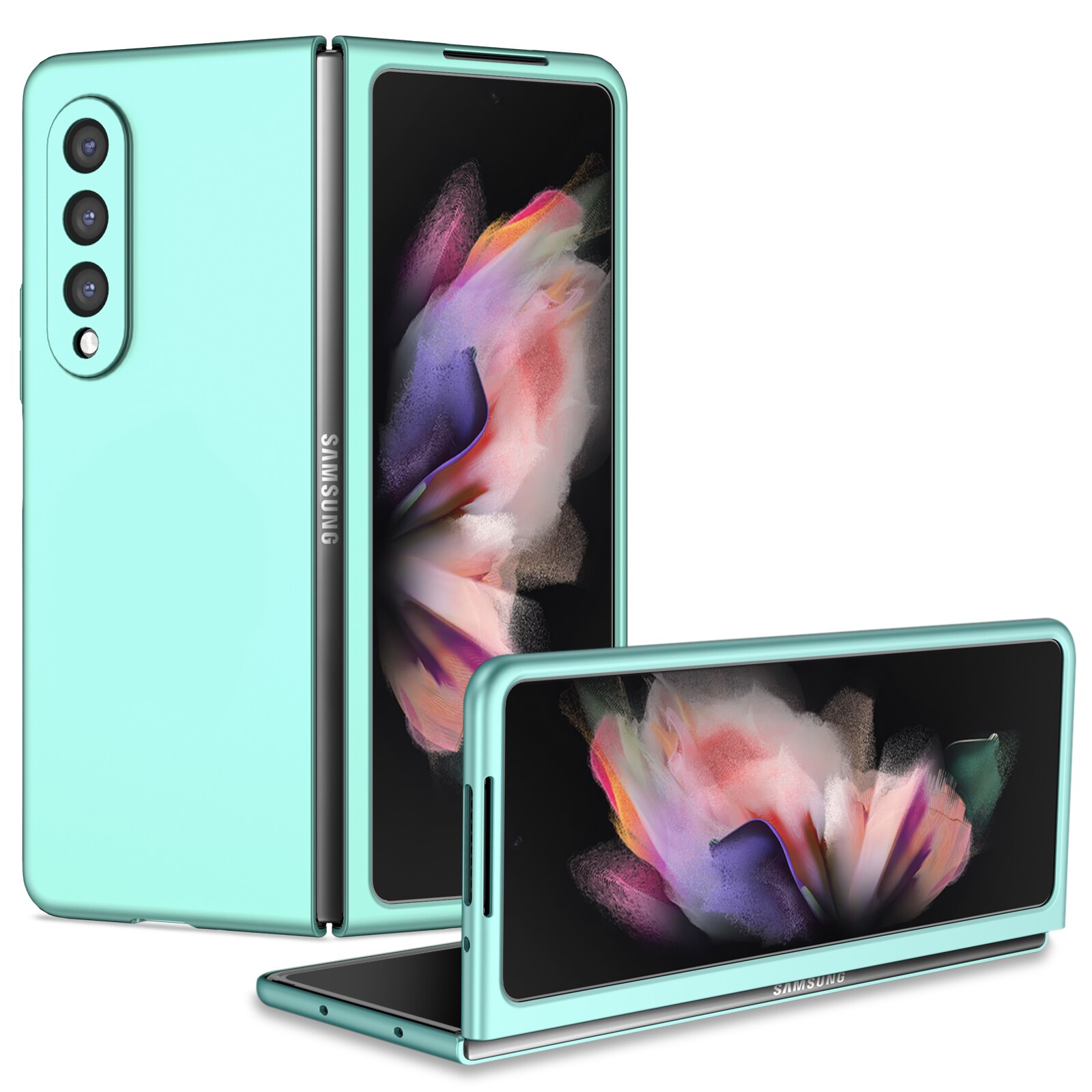Protection Folding PC Case for Samsung Galaxy Z Fold 3 5G Fold3 Fold2 Fold 2 Non-Fingerprint Cell Phone Cases Cover: for samsung Z Fold 2 / sky blue