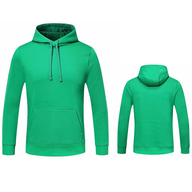 Stock de algodón rojo azul marino verde blanco sudaderas con capucha para baloncesto Entrenamiento de fútbol Warmn Hoodies Casual Hoody: XXL / Verde