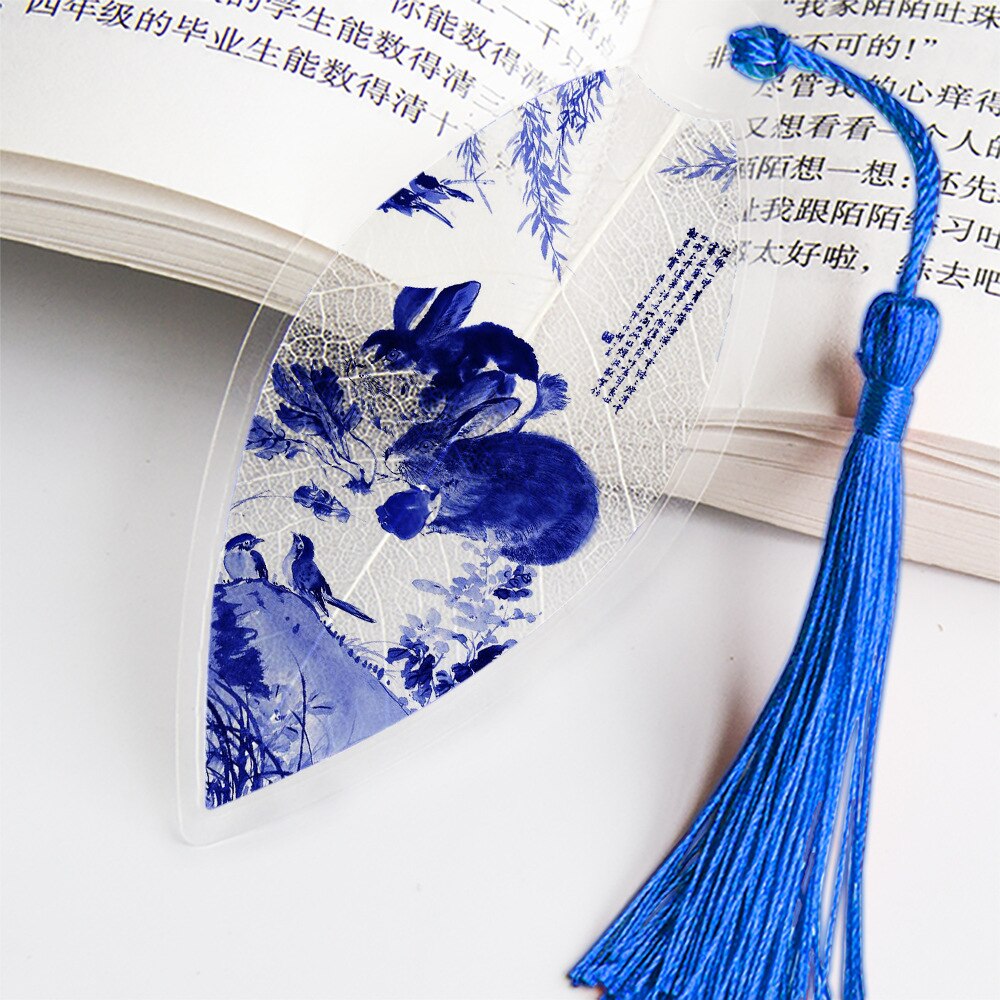 Creatieve Chinese Stijl Bladwijzer Met Kwastjes Mooie Blauw En Wit Porselein Bladader Voor Vriend Student Schoolbenodigdheden: No.6