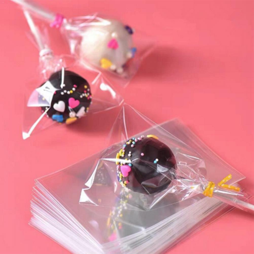 100 stks/set Kerst Tas Transparante Cake Pop Lollipop OPP Zak Bakken Chocolade Pop Tas Set Plastic Cake Tool