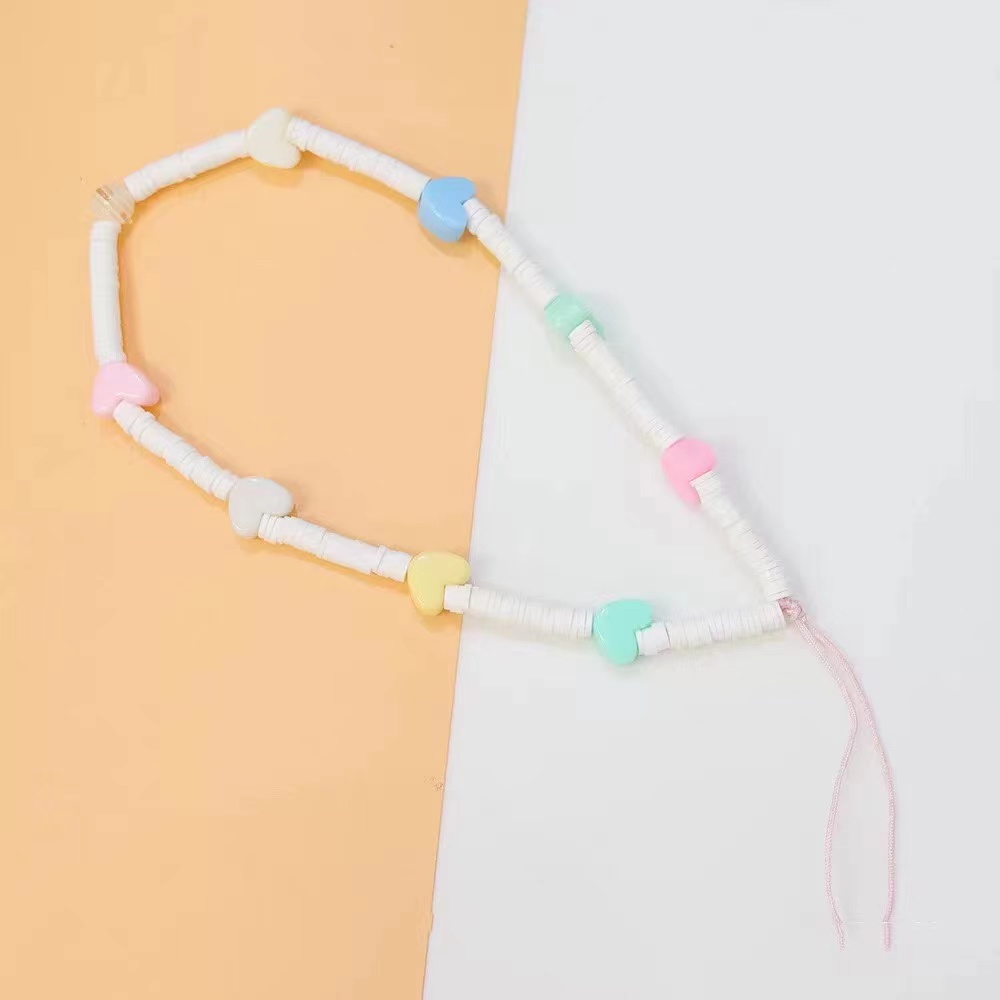 Blauwe Ster Bohemian Kleurrijke Zachte Klei Mobiele Telefoon Keten Voor Vrouwen Acryl Regenboog Keramische Liefde Kristal Kralen Mobiele ph: Donker Goud