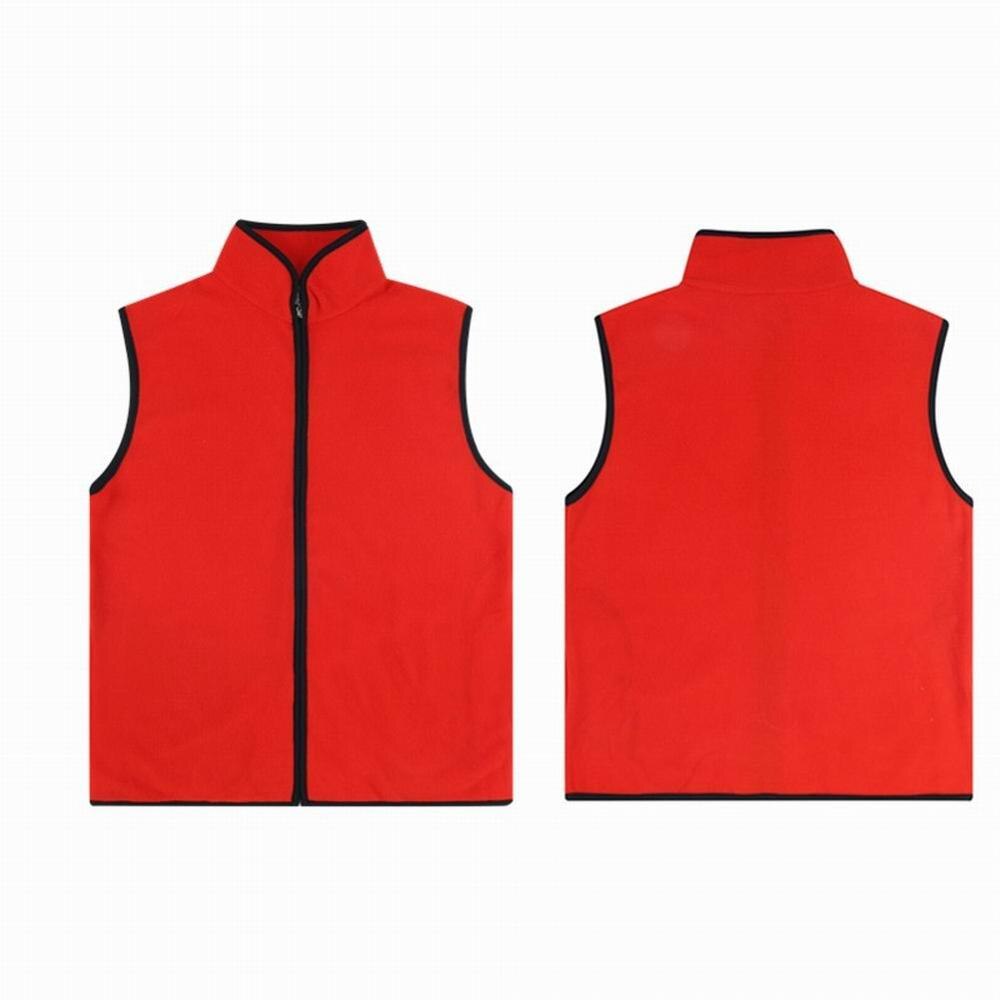 Winter Full-Zip Fleece Vest Warm Stand Kraag Lente Zachte Effen Kleur Vest Met Zakken: Rood / XL