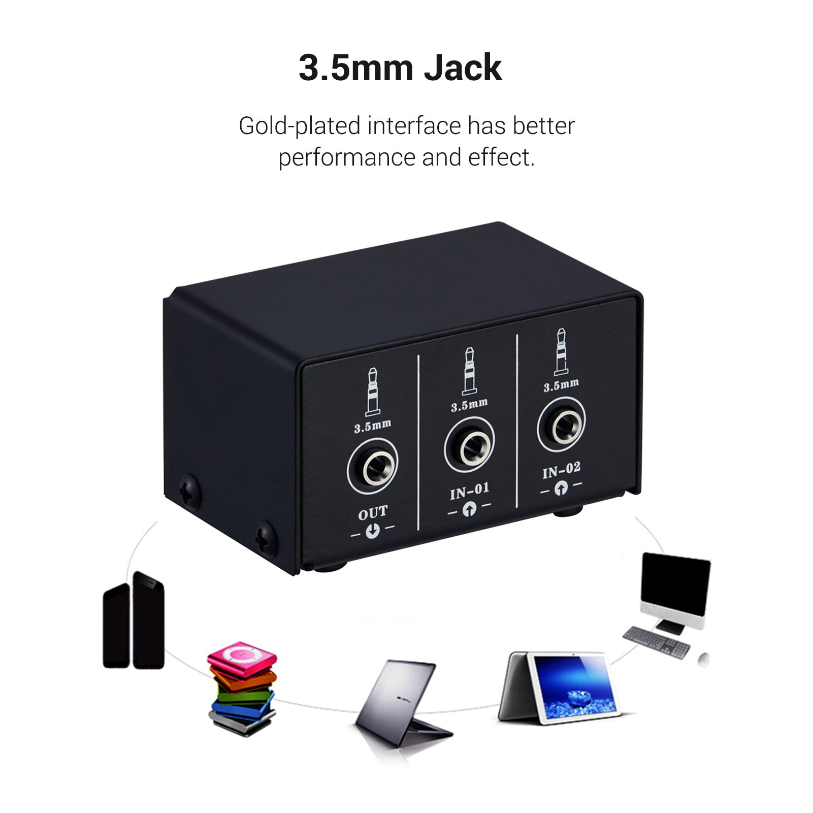 Commutateur Audio LINEPAUDIO, boîte de séparation Audio stéréo, 3.5mm, 2 entrées 1 sortie/1 entrée 2 sorties A/B, sans distorsion, Jack 3.5mm