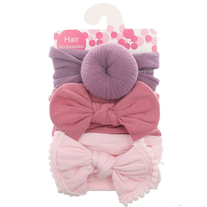 3 pièces/ensemble bandeau en Nylon solide bandeau pour enfants mignons filles cheveux filles Turban bandeau enfants doux coton bandeau