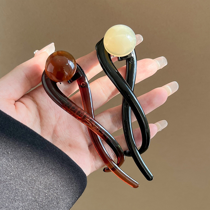 Pinzas para el cabello con forma de cola de caballo Retro para mujer, horquillas con Clip de tiburón y perlas a la , pasadores, accesorios para el cabello