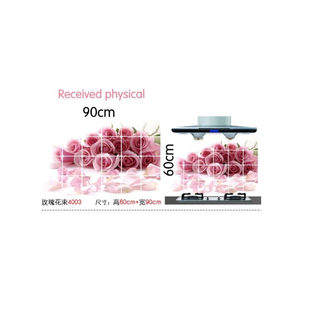 Poster Decoration Self-adhesive Stickers Rose Restaurant Kitchen Tiles Waterproof Paste