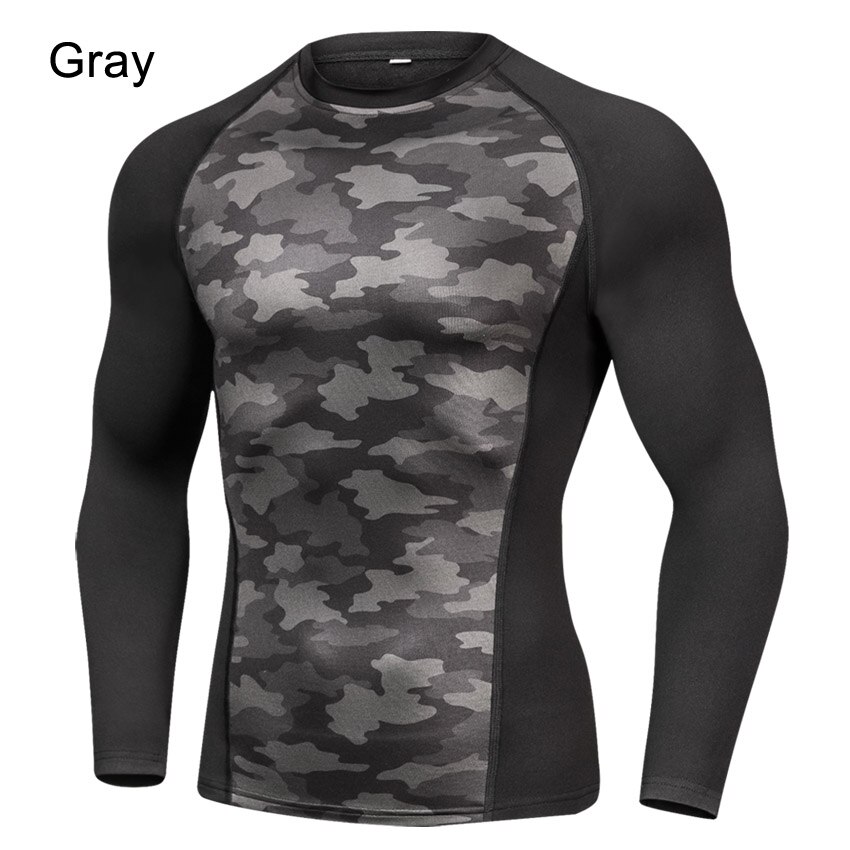 Outto Männer der Basis Schicht Radfahren Warme Lange Sleeve Crew Thermische Fitness Lauf Gym Compression Top N59Y: Gary / M