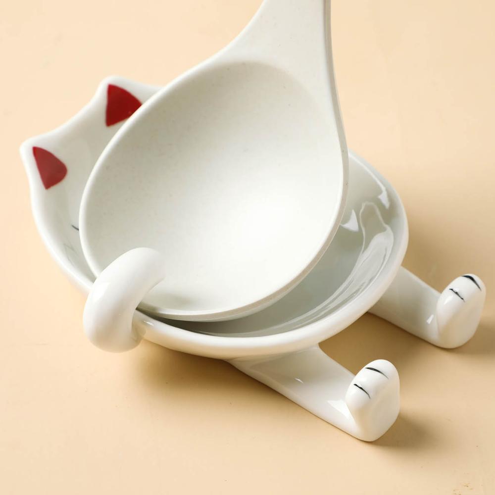 Cute Ceramic Storage Rack Shelf Chopstick Rest Spoon Holder Pan Cover Drainer Dish Drying Rack Pot Lid Holder Kitchen Organizer