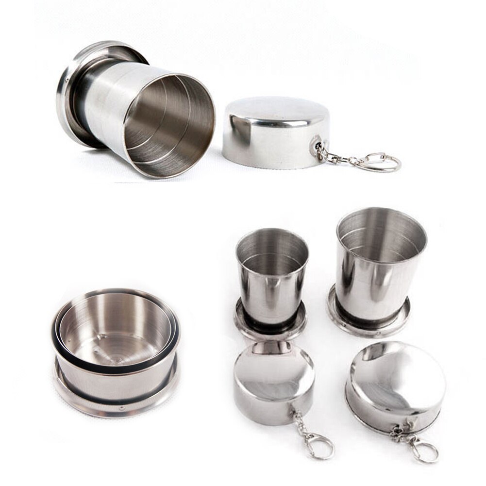 1 Pcs Rvs Pot Draagbare Opvouwbare Water Mok Deksel Handvat Outdoor Camping Koken Picknick Ultralight Titanium Cup