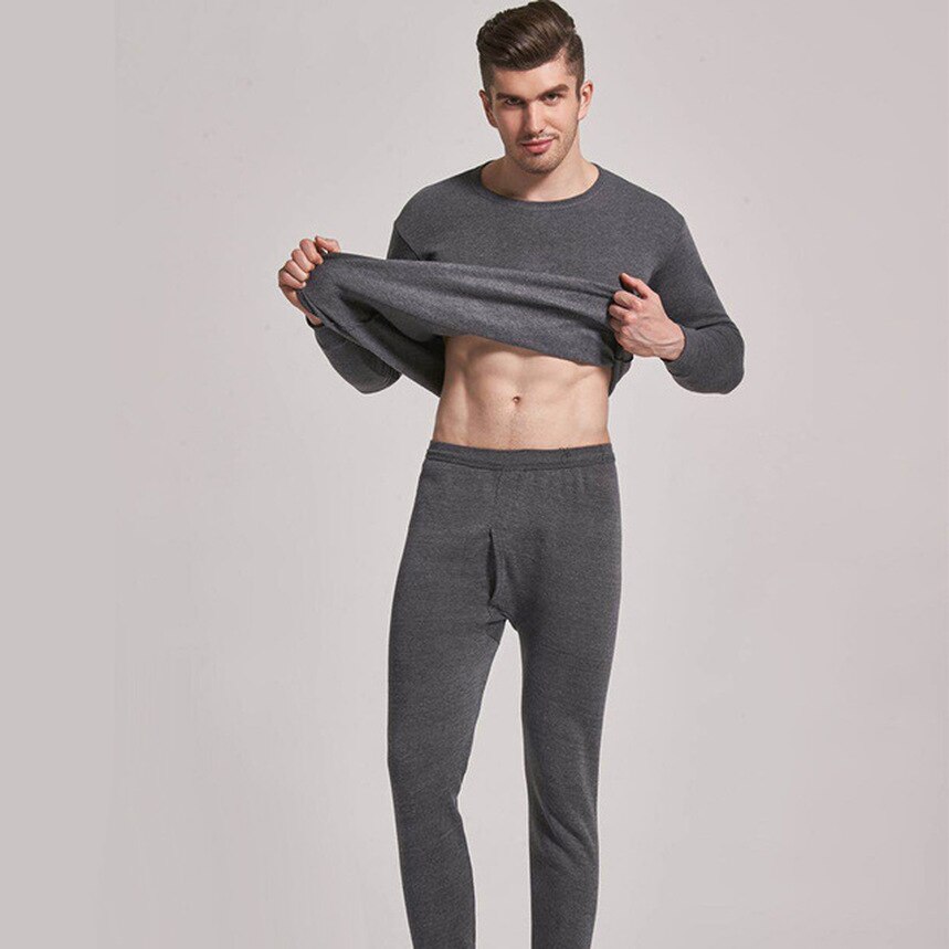 Men's Thermal Underwear Double Layer Plus Velvet Thick Thermal Underwear Large Size 4XL For Russian and Canadian Men Keep Warm