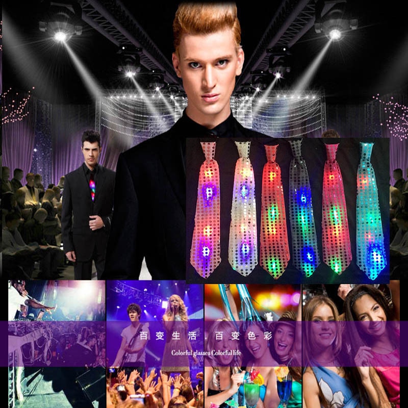 1pc glød i mørket slips led slips leker nattglødende blits mixcolor lysende dress slips festrekvisita danse scene rekvisitter leketøy