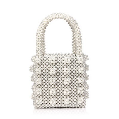 Brand Hand-woven Pearl Bags Lady Beaded Shoulder Bag Women Party Vintage Handbag Ins Small Flap Bag Mini Cross body Bag: YM1765 pearl white