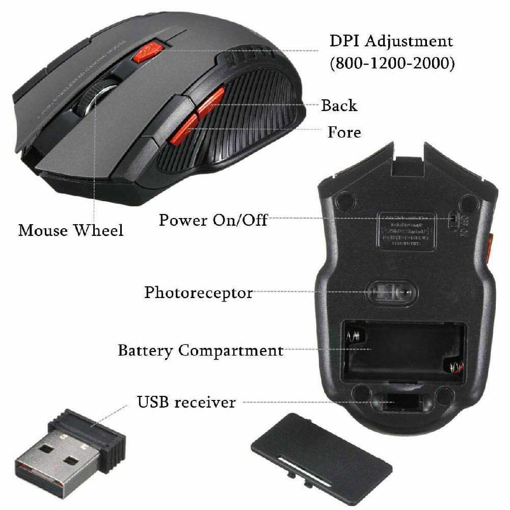 BEESCLOVER 2.4Ghz Mini Draadloze Optische Gaming Muis & Usb-ontvanger 1200 dpi voor PC Laptop