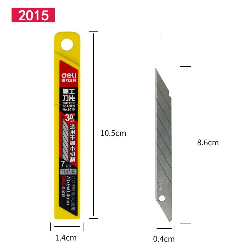 10*3 Stuks Pack 9Mm Praktische Blade Papier Snijder Lage Carbon Legering Staal Kantoorbenodigdheden Art Deli Metalen 0.4*80*9 (Mm)