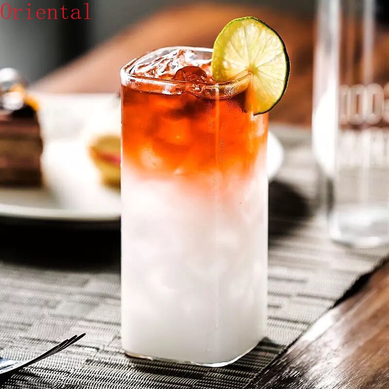 Highball Glasses Lead-Free Crystal Clear Glass Drinking Cups for Water Wine Beer Cocktails and Square Mini Dessert Cups