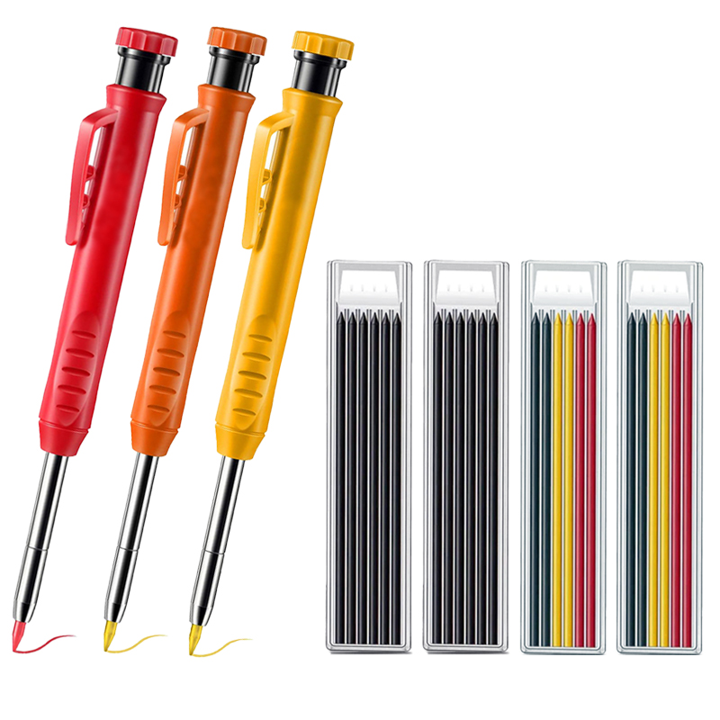 Solide timmermanspotloodset Houtbewerkingsgereedschap Vulpotloodset Constructie Timmerman Marker Multi-box Navulstiften Kraspen: Bruin