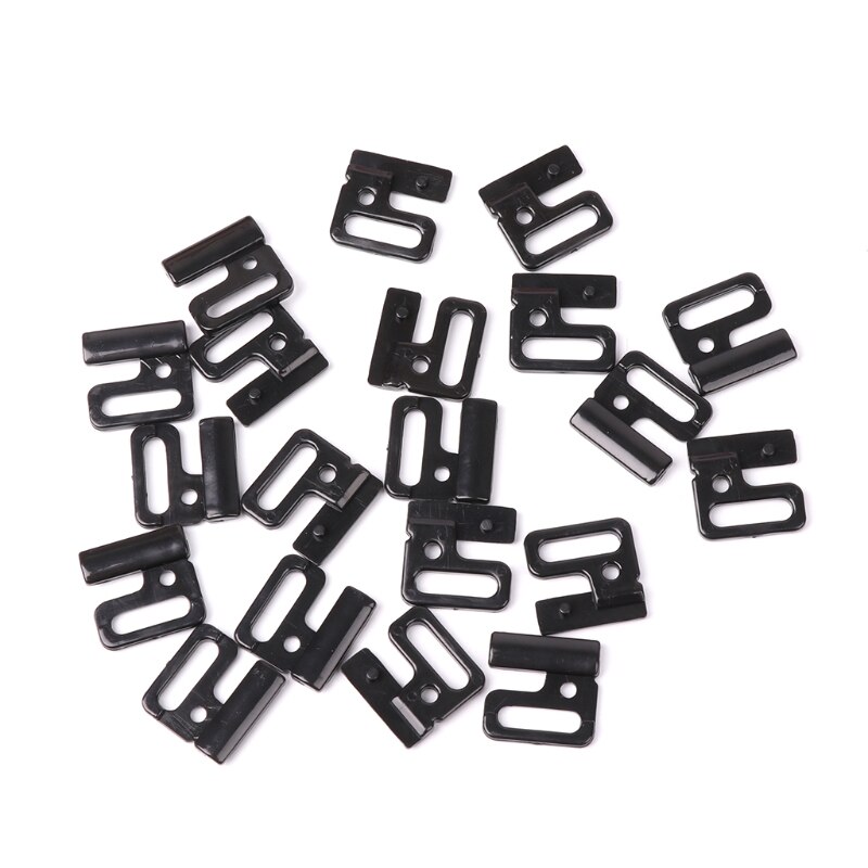 10 x plastic rechthoekige haakjes en sluitingen voor het naaien van een badpak, bh en bikini: 14mm / Zwart