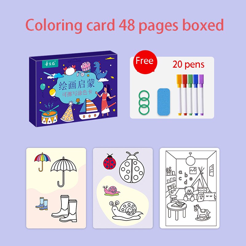 48 Pages/Doos Leeftijden 2-6 Krabbel Kleurboek Kinderen Uitwisbare Tekening Boek Kleuterschool Vroege Onderwijs Primer schilderen Boek