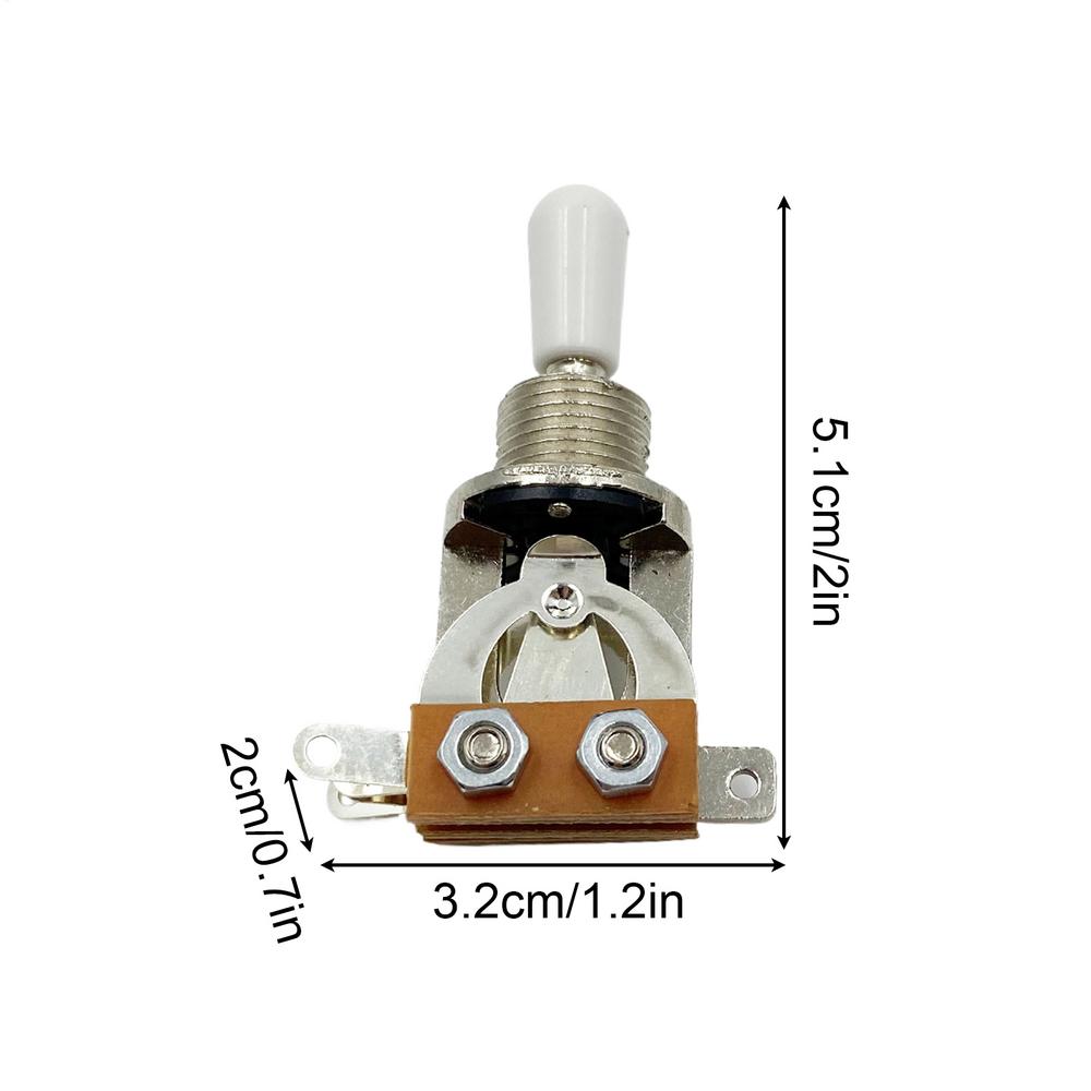 Selettore pickup a 3 vie corto e dritto per chitarra con cappuccio in ottone compatibile con Gibson Les Paul LP SG Chitarra Elettrica: BIANCO