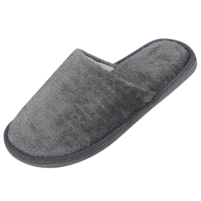 Zapatillas de casa para hombre, pantuflas suaves de felpa cálidas para invierno, zapatos de piso antideslizantes para dormitorio, chanclas de felpa, Zapatillas de casa para hombre A40: Gris / 42