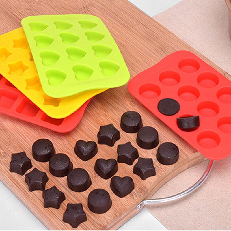 Ice Cube Tray Food Grade Silicone Mold Chocolate Mould 12 Grids Soft Ice Maker Jelly Pudding Mould Ice Cube Maker