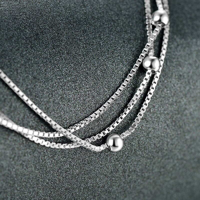 925 Sterling Zilver Kleur Enkelbandje Halhal Voor Vrouw Meisje Charm 3 Mm Lucky Kralen Zilveren Kleur Enkelband Sieraden Liefde Verrassingen