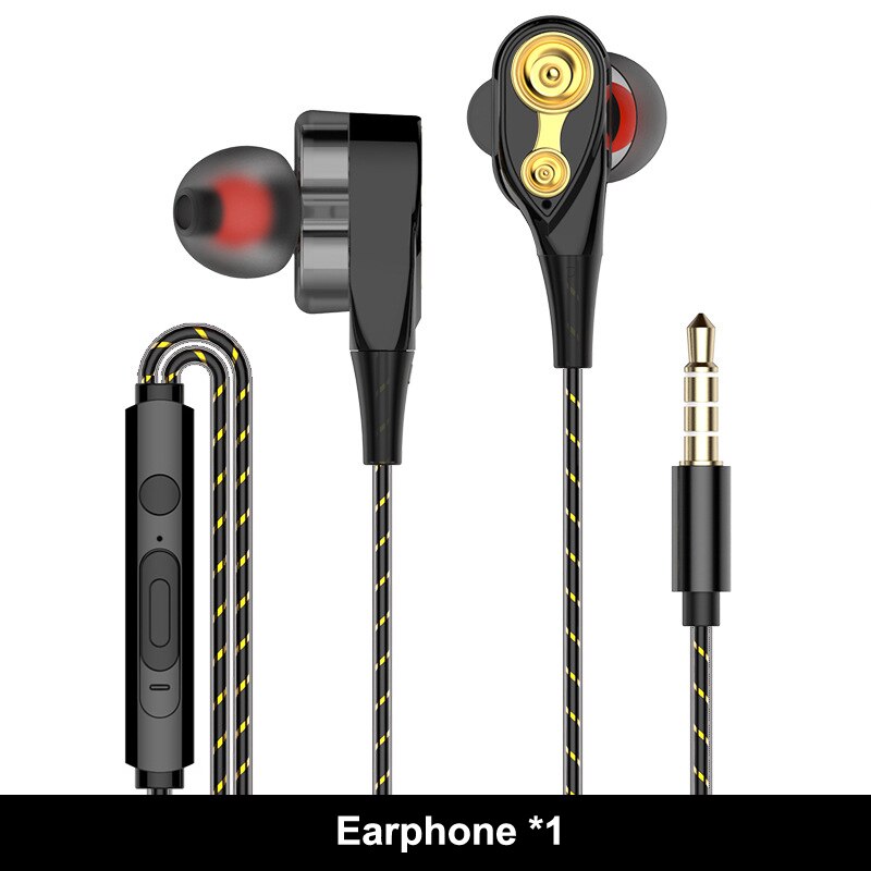 Ptm P22 Dubbele Unit Drive Oortelefoon Hoofdtelefoon Super Bass Subwoofer Sport Headset Voor Telefoon Samsung Iphone Xiaomi Auriculares MP3: Black Earphone