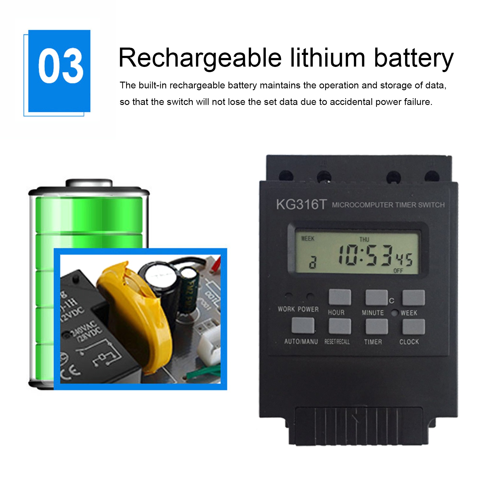 25A 220V Programmable Digital Time Switch Timer Relay Controller Microcomputer Time Control Switch Water Pump Industrial Timer