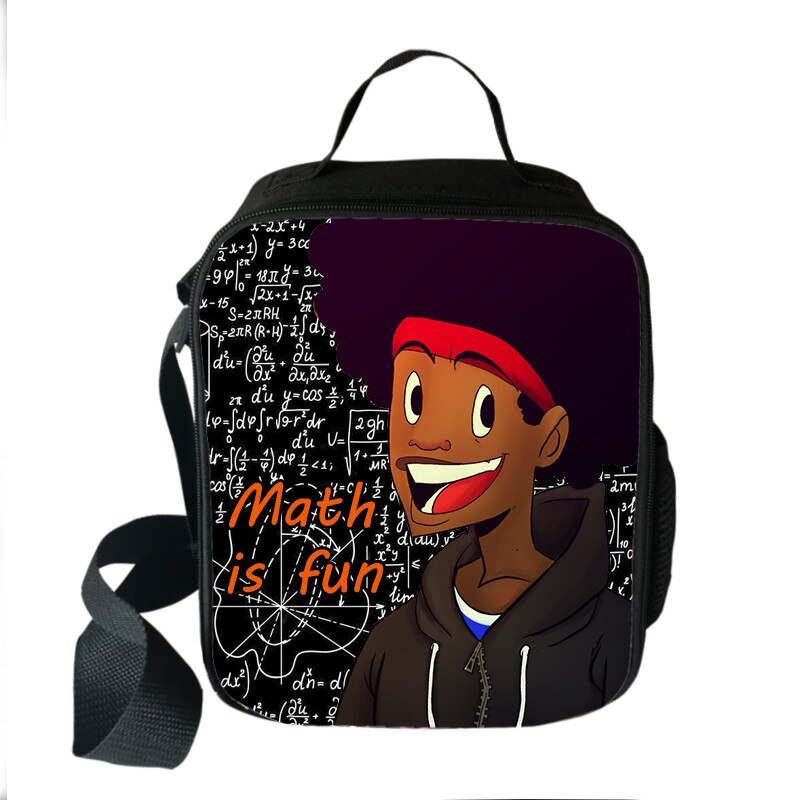 Afro boys girls print insulated lunch bag for kids black lives matter food cooler lunch box American Africa BLM Portable Bag: wcbafro51