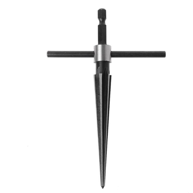 3-13mm Bridge Pin Hole Hand Held Reamer T Handle Tapered 6 Fluted Chamfer Bit Reaming Woodworker Core Drill Cutting Tool
