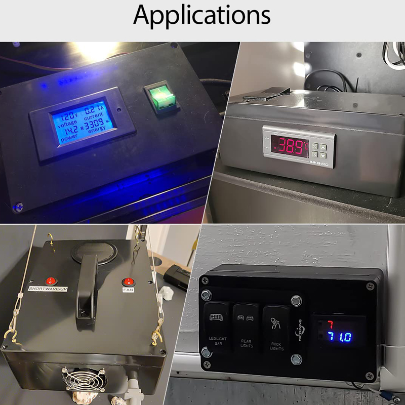 Caja de conexiones eléctricas a prueba de agua IP67, cajas de proyectos de plástico ABS negro, caja de proyectos electrónicos DIY, caja de fuentes de alimentación 290