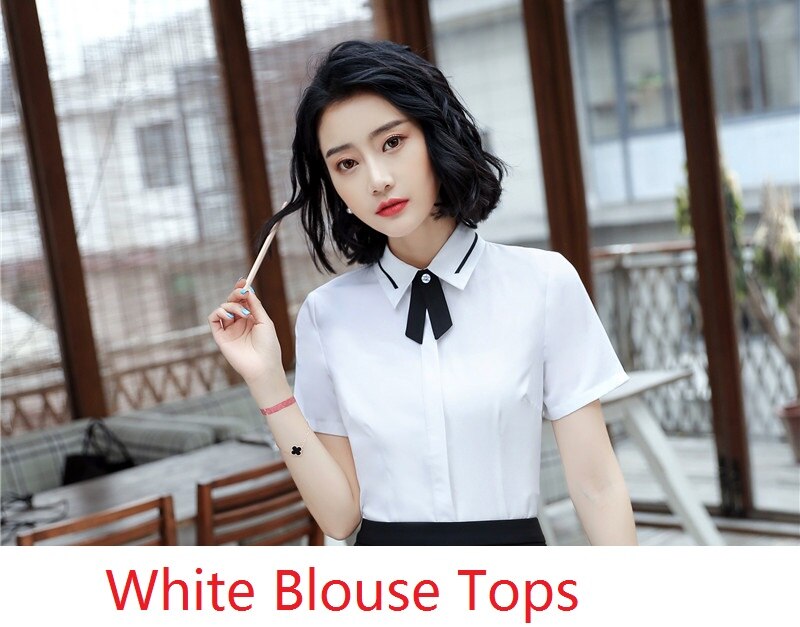 2018 novos estilos de verão manga curta moda retalhos chiffon blusas & camisas para mulheres negócios trabalho wear tops roupas brancas: XXXL