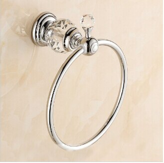 Luxe Crystal & Messing Goud Handdoek Ring, Handdoekhouder, Nieuwkomers Handdoek Bar Badkamer Accessoires,: chrome