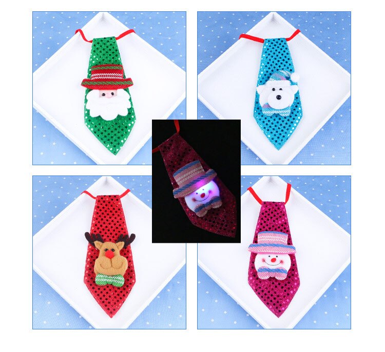 Jultomten fluga paljett slips vuxna barn dans fest dekorationer jul snögubbe älg hals klädsel hals slips