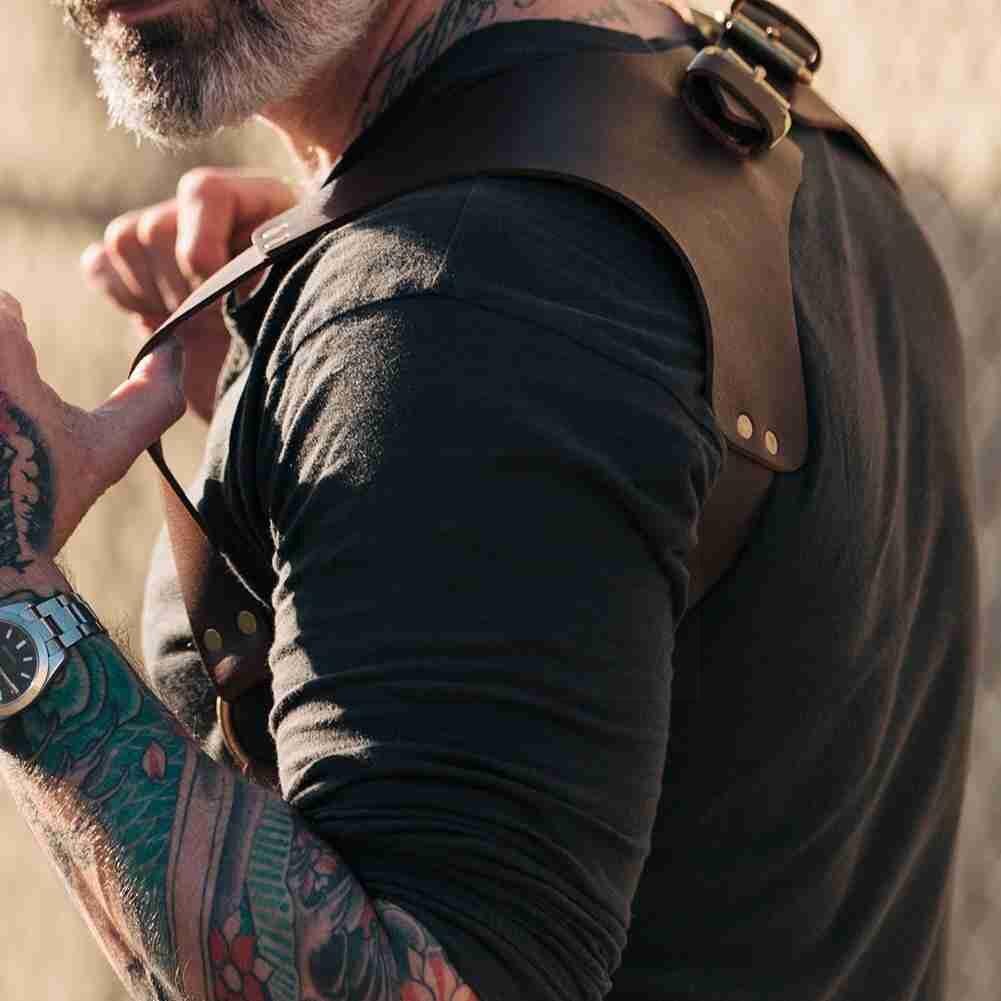 Bretelle en cuir Vintage pour hommes, style médiéval Renaissance, sangle d&#39;épaule, vêtements, ceinture Punk, accessoires de poitrine, harnais G3X6