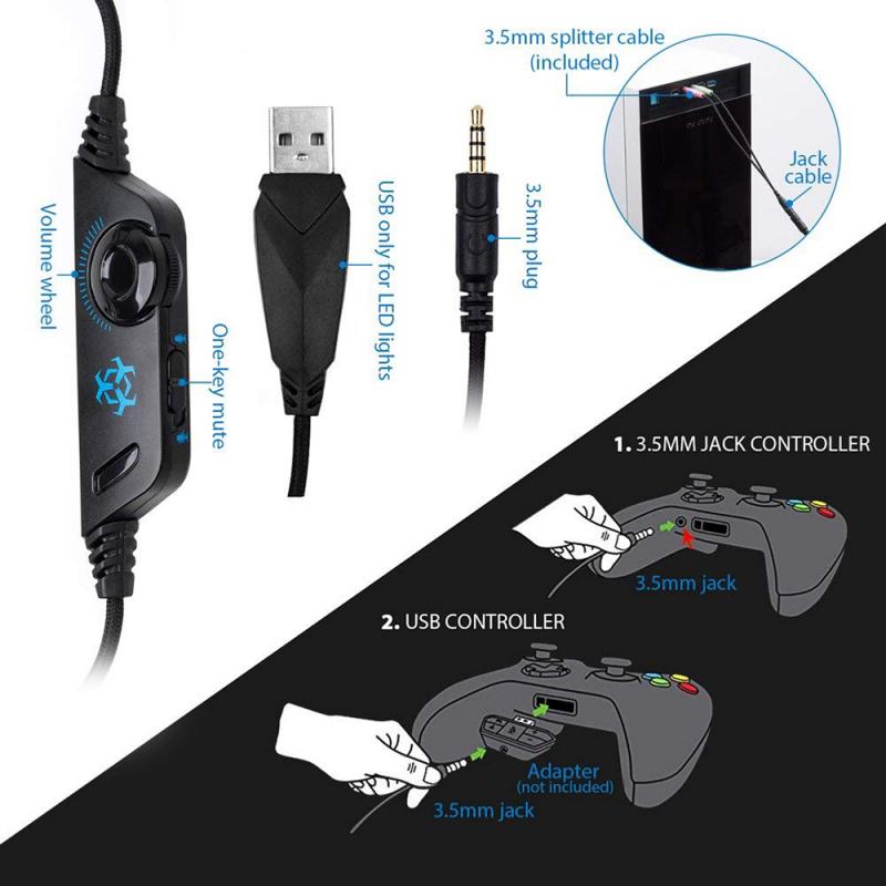 Hunterspider V1-auriculares, de doble Canal, para videojuegos, con micrófono y conector de 3,5 Mm, para dispositivos inteligentes de Audio y videojuegos, para PC y PS4
