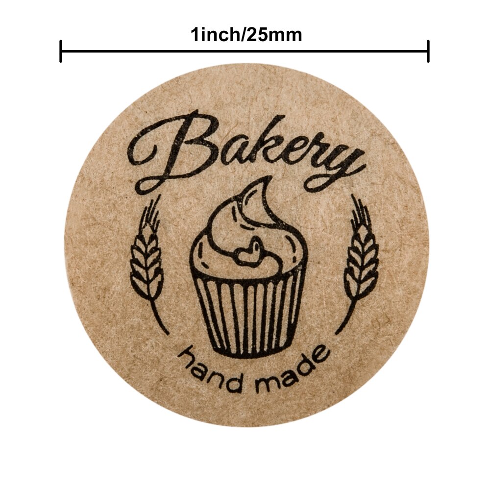 100-500pcs Kraft Paper "bakery"hand Made Stickers Scrapbooking For Cookie Boxes Seal Labels Sticker Cute Stationery Sticker 1in