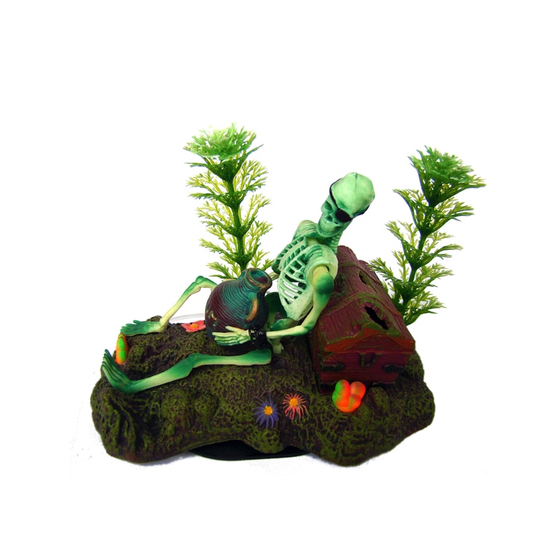 Akvarie dekoration skelet på toilet akvarium ornament dekoration til akvarie tank  wj07