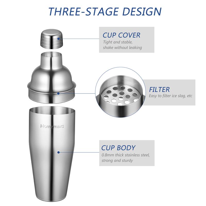 17PCS/set Cocktail Making Tools Stainless Steel Cocktail Shaker Set Strainer Muddler Jigger Spoon Ice Tongs