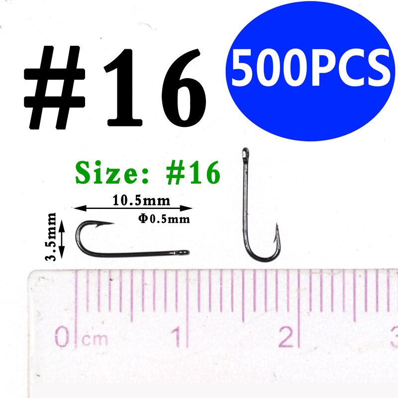 Bimoo 500PCS Aberdeen Long Shank Fish Hook Saltwater Fresh Water Hooks Sabiki Rig Streamer Fly Hook Size 10 4 2 2/0: size16 500pcs