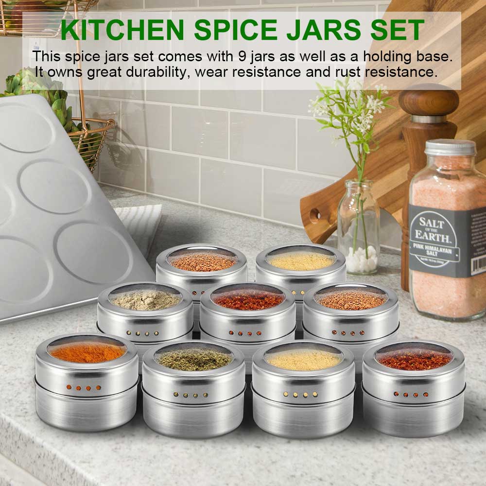 Magnetische Kruidkruik Set Met Stickers Rvs Spice Blikken Spice Opslag Container Peper Kruiden Spice Potten Gereedschap