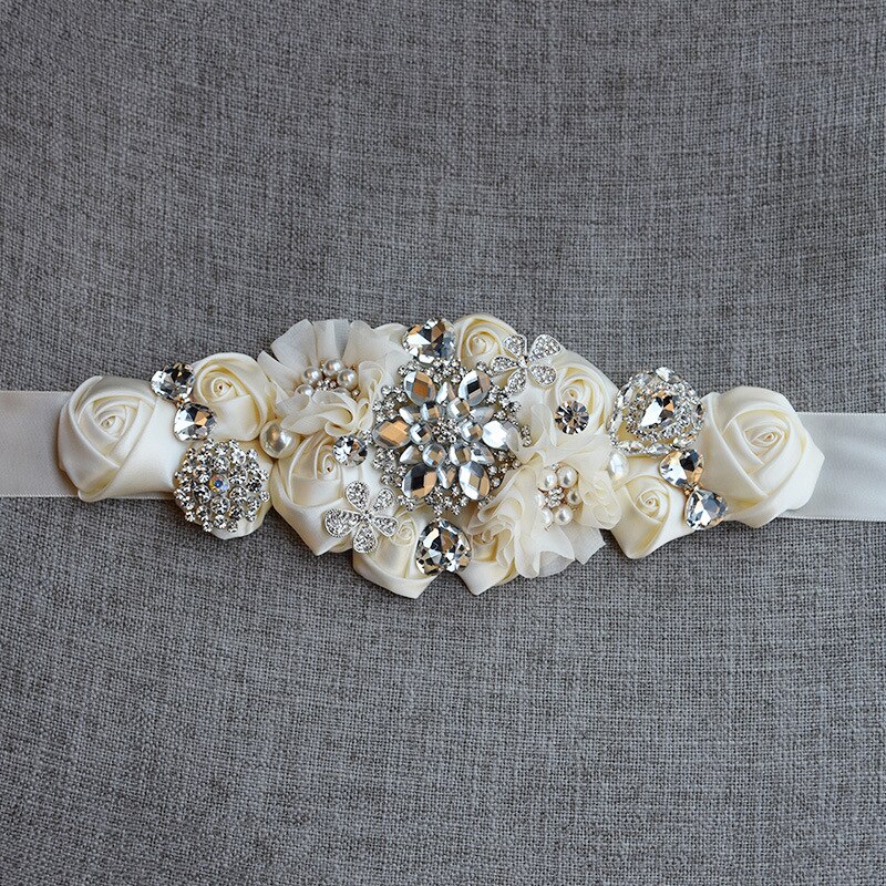 JaneVini-cinturones para boda con abalorios, con flores, Burdeos, satén, rosas, boda, cinturón con cristales, cintas de banda de diamantes de imitación,