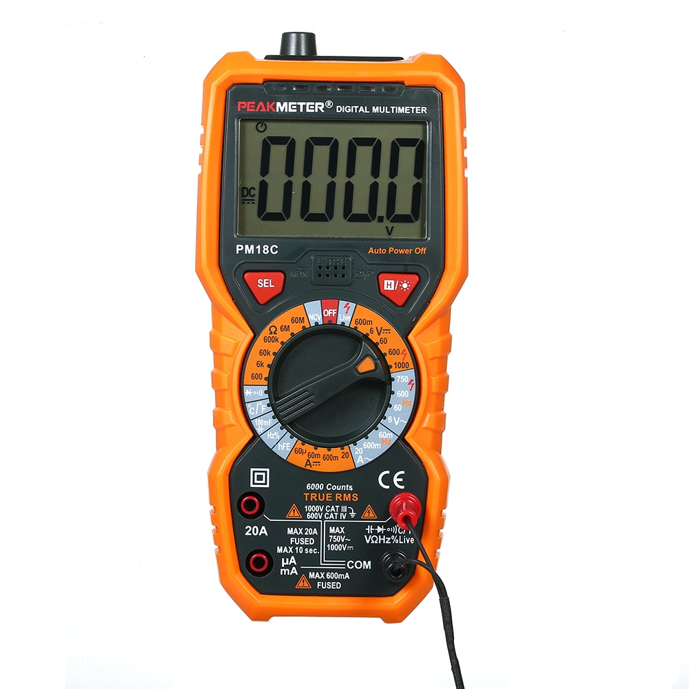 Peakmeter  pm18c sand rms digitalt multimeter, der måler ac/dc spænding strøm modstand kapacitans frekvensmåler