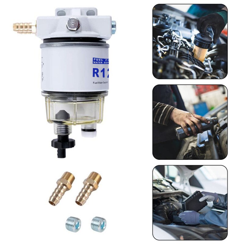 Filtre à essence R12T séparateur d'eau Kit complet filtre marin R12T pour moteur Diesel et essence avec quatre pièces d'auto raccords