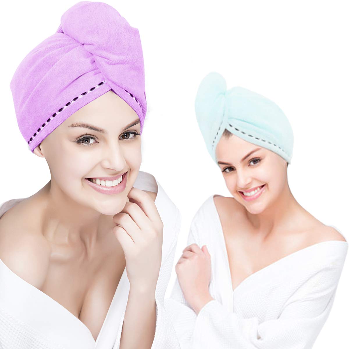 Microfiber Hair Towel Wrap Super Absorbent Quick Dry Turban Drying Curly Long Thick Hair Bath Cap Drying Wraps Bathroom Towels