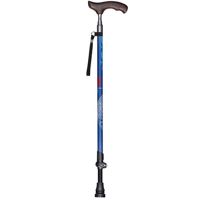 Bastón de mano ergonómico con agarre en T, bastón ultraligero de fibra de carbono para senderismo, bastones para ancianos: blue