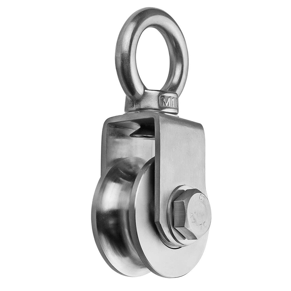 Poleas giratorias tipo U, rodamiento dúplex de acero inoxidable 304, supersilencioso, desmontable, rotación de 360 grados, rueda de tracción resistente